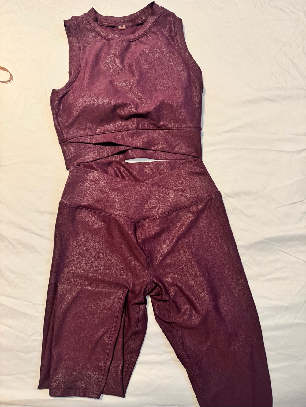 Shimmer Plum High-Waist Cutout Legging Jumpsuit